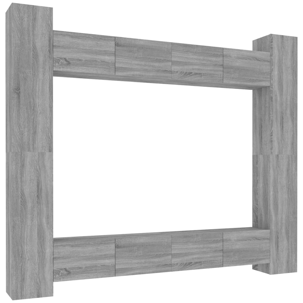 vidaXL 8 Piece TV Cabinet Set Grey Sonoma Engineered Wood - Trendy and Practical Design