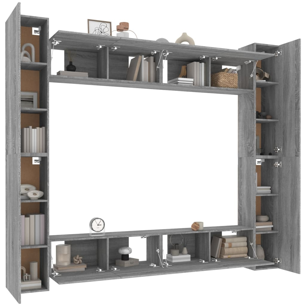 vidaXL 8 Piece TV Cabinet Set Grey Sonoma Engineered Wood - Trendy and Practical Design