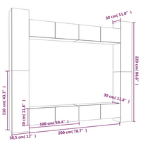 vidaXL 8 Piece TV Cabinet Set Grey Sonoma Engineered Wood - Trendy and Practical Design