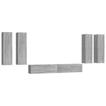 vidaXL 6 Piece TV Cabinet Set Grey Sonoma Engineered Wood - Trendy and Practical Design