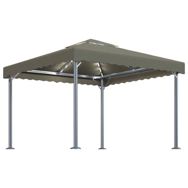 vidaXL Gazebo with LED String Lights 300x300 cm Taupe Aluminium