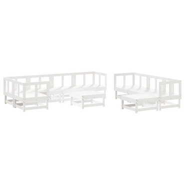 vidaXL 10 Piece Garden Lounge Set | Solid Wood Pine | White