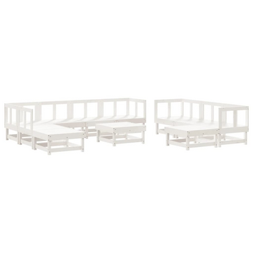 vidaXL 11 Piece Garden Lounge Set - White Solid Wood Pine - Outdoor Furniture