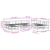 vidaXL 11 Piece Garden Lounge Set - White Solid Wood Pine - Outdoor Furniture