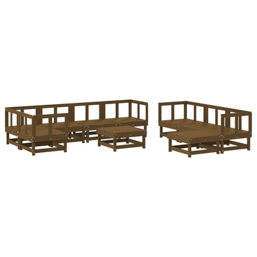 vidaXL 10 Piece Garden Lounge Set - Honey Brown Solid Wood Pine | Outdoor Furniture