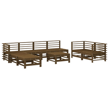 vidaXL 9 Piece Garden Lounge Set Honey Brown Solid Wood Pine - Outdoor Furniture for Cozy Gatherings