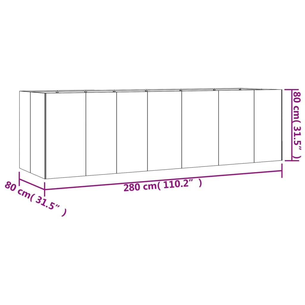 vidaXL Garden Raised Bed 280x80x80 cm Corten Steel