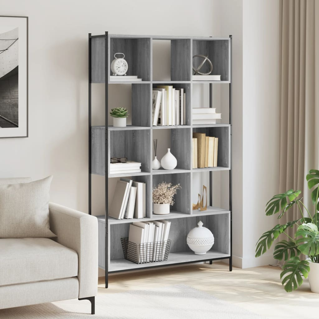 vidaXL Bookcase Grey Sonoma 102x28x172 cm Engineered Wood