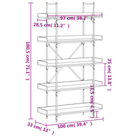 vidaXL Bookcase 5-Tier Brown Oak 100x33x180.5 cm Engineered Wood