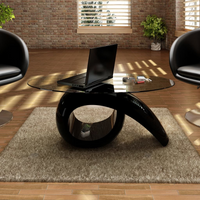 vidaXL Coffee Table with Oval Glass Top High Gloss Black - Elegant and Functional