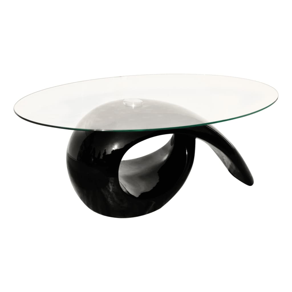 vidaXL Coffee Table with Oval Glass Top High Gloss Black - Elegant and Functional