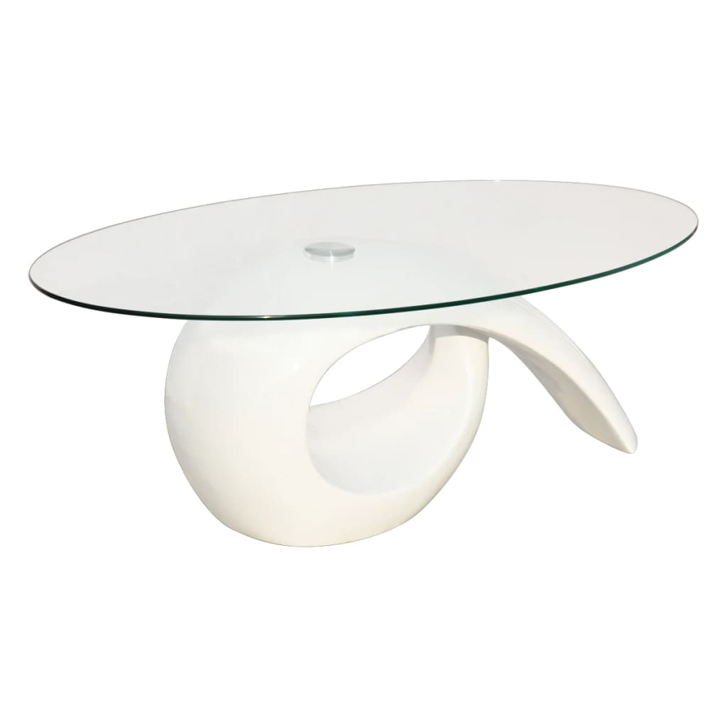 vidaXL Coffee Table with Oval Glass Top High Gloss White