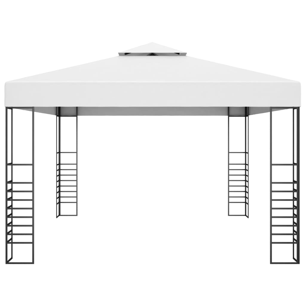 vidaXL Gazebo with LED String Lights 4x3x2.7 m White