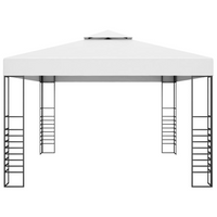 vidaXL Gazebo with LED String Lights 4x3x2.7 m White