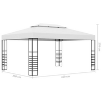 vidaXL Gazebo with LED String Lights 4x3x2.7 m White