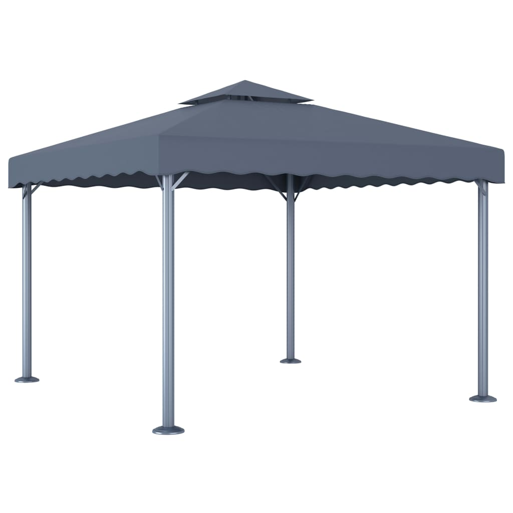 vidaXL Gazebo with LED String Lights - 300x300 cm Anthracite Aluminium