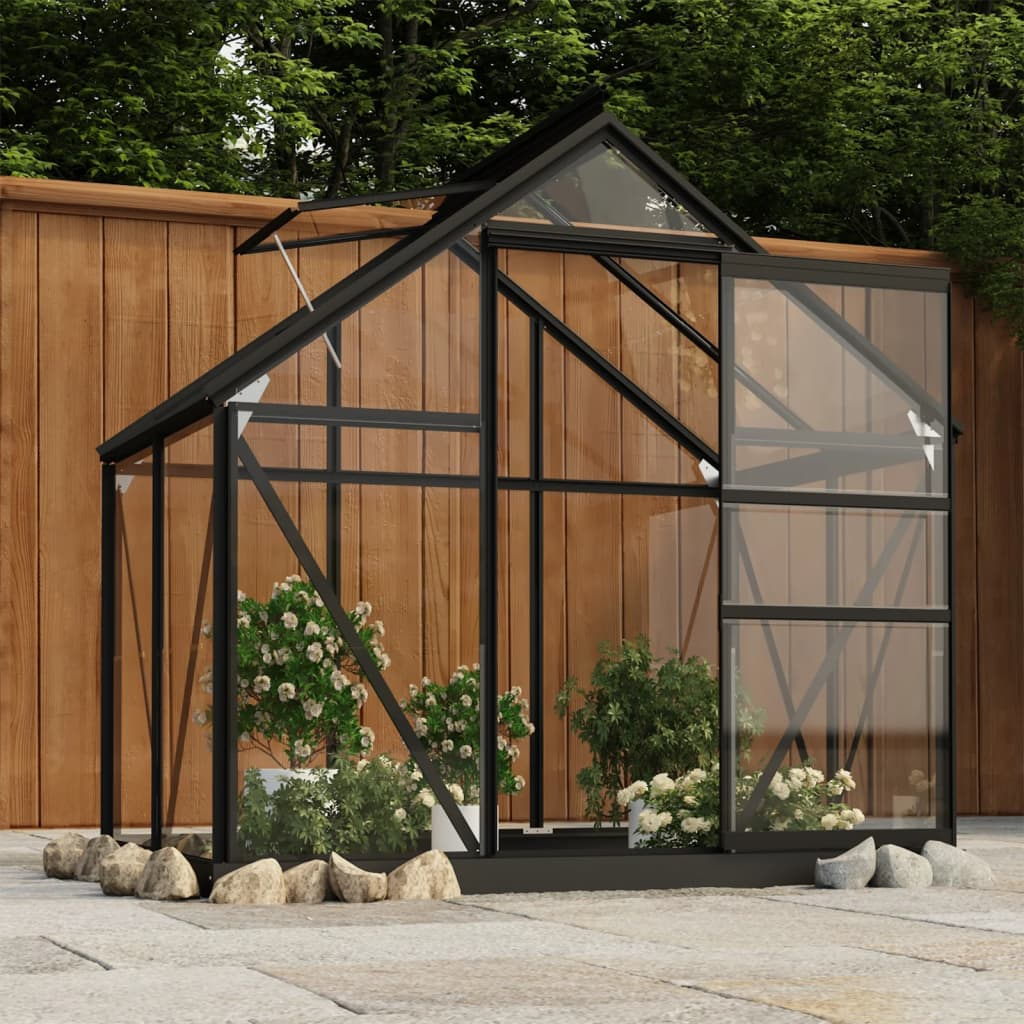 vidaXL Glass Greenhouse Anthracite 155x103x191 cm Aluminium - Protect Your Plants with a Sturdy Glass Greenhouse