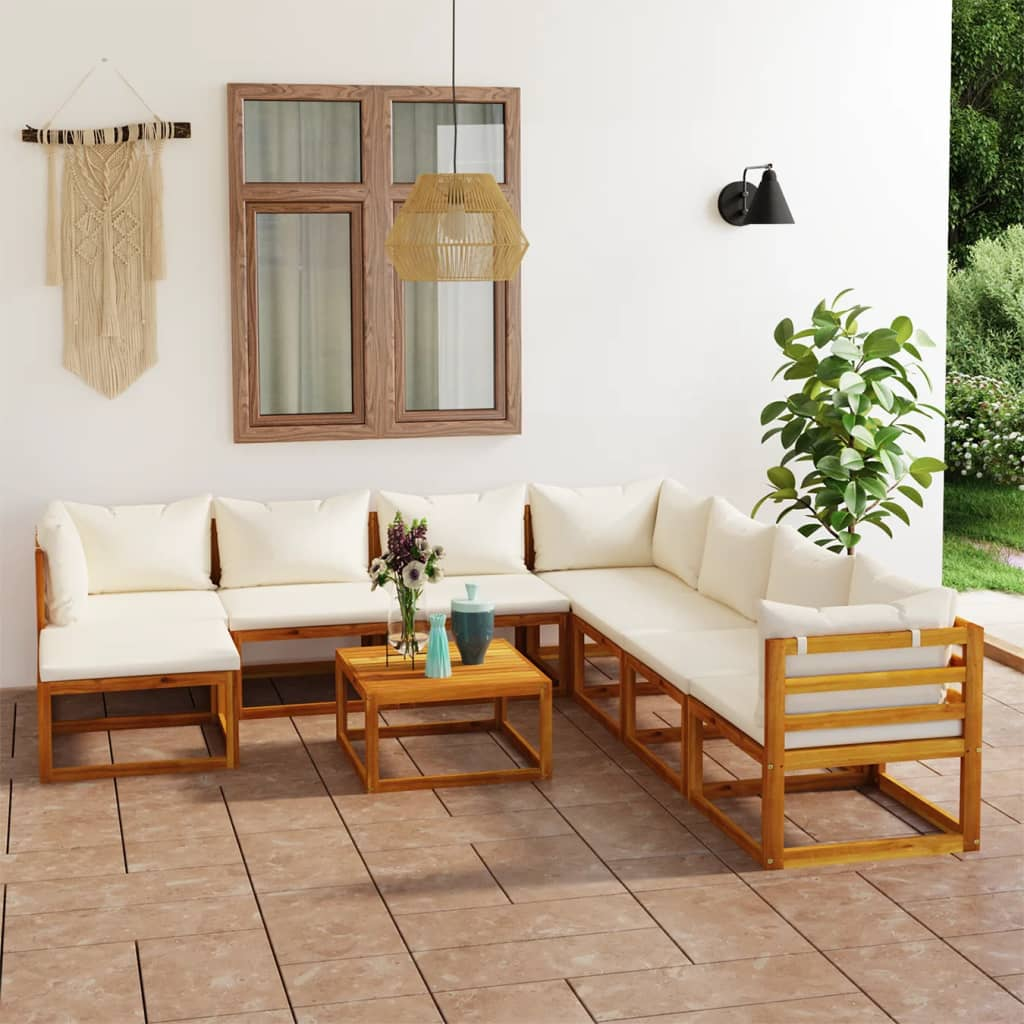 vidaXL 9 Piece Garden Lounge Set with Cushions | Solid Wood Acacia (UK/IE/FI/NO only)