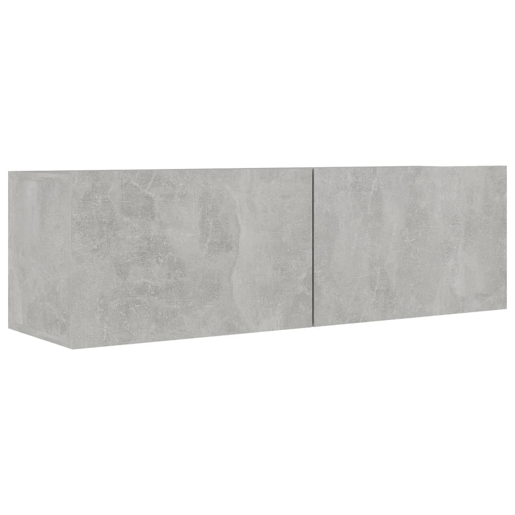 vidaXL 8 Piece TV Cabinet Set Concrete Grey Engineered Wood - Ample Storage Space, Wall-Mounted Design