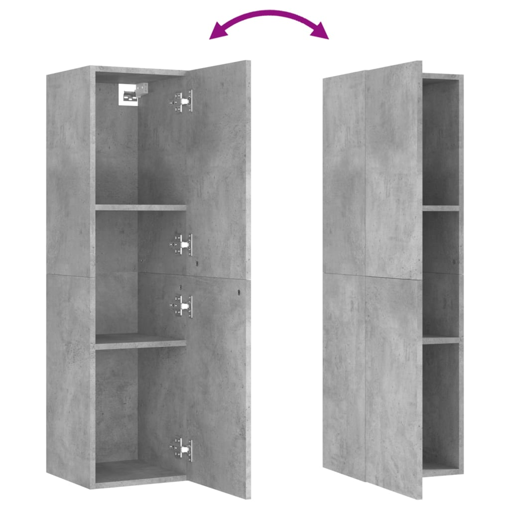 vidaXL 8 Piece TV Cabinet Set Concrete Grey Engineered Wood - Ample Storage Space, Wall-Mounted Design