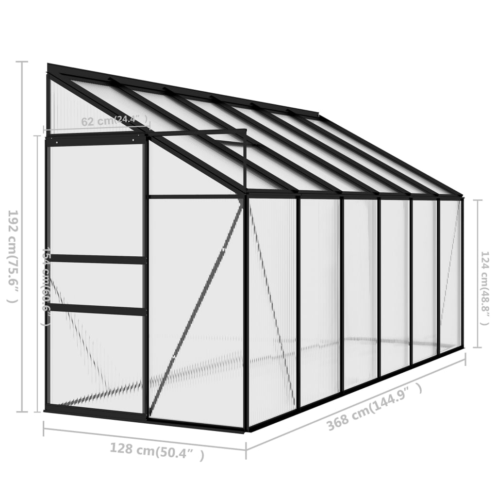 vidaXL Greenhouse Anthracite Aluminium 7.44 m³