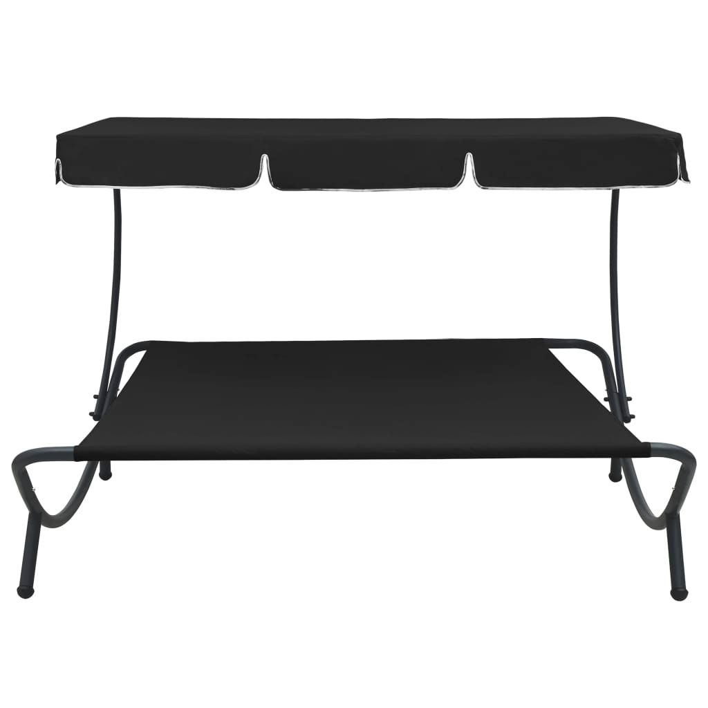 vidaXL Outdoor Lounge Bed with Canopy Black - Relax and Enjoy Outdoors