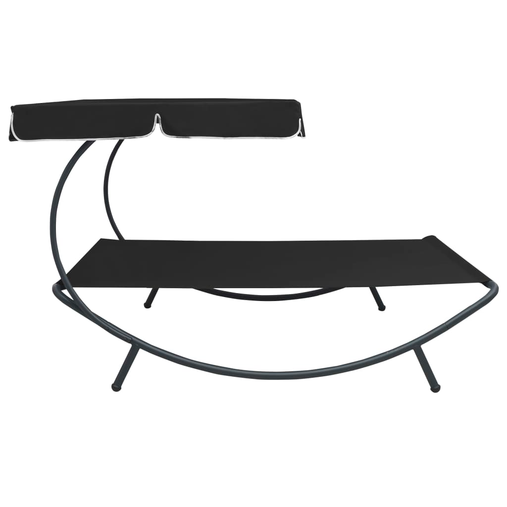 vidaXL Outdoor Lounge Bed with Canopy Black - Relax and Enjoy Outdoors