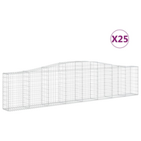 vidaXL Arched Gabion Baskets 25 pcs 400x30x80/100 cm - Galvanised Iron | Garden Decor