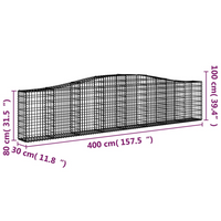 vidaXL Arched Gabion Baskets 25 pcs 400x30x80/100 cm - Galvanised Iron | Garden Decor