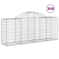 vidaXL Arched Gabion Baskets 40 pcs 200x50x80/100 cm Galvanised Iron - Decorative and Sound-Insulating Garden Barriers