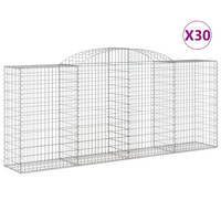 vidaXL Arched Gabion Baskets - Galvanised Iron - Set of 30