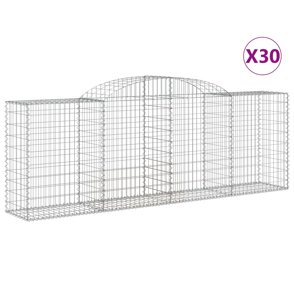 vidaXL Arched Gabion Baskets 30 pcs 300x50x100/120 cm - Galvanised Iron