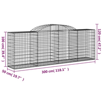 vidaXL Arched Gabion Baskets 30 pcs 300x50x100/120 cm - Galvanised Iron