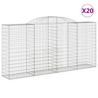 vidaXL Arched Gabion Baskets - Set of 20, 300x50x140/160 cm, Galvanised Iron