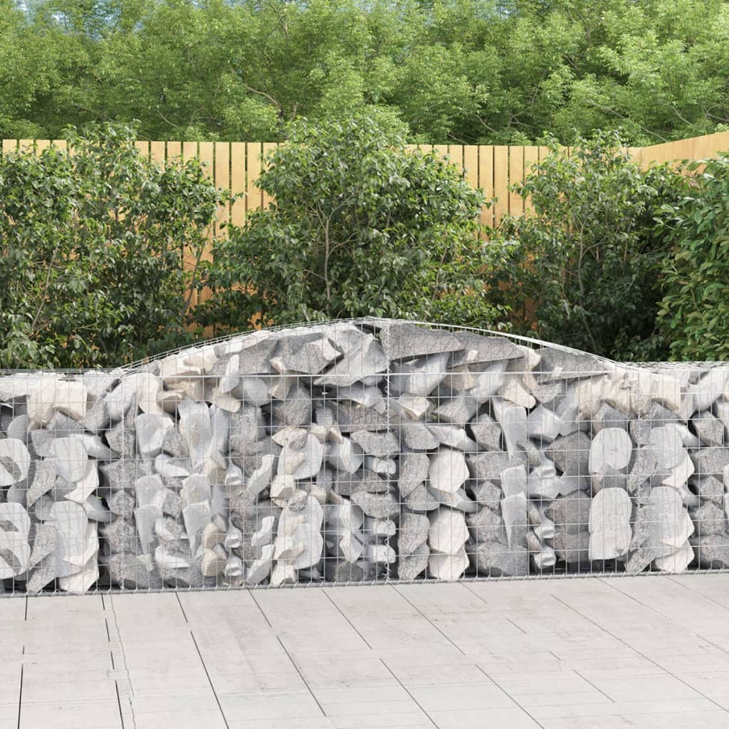 vidaXL Arched Gabion Baskets 25 pcs 400x50x80/100 cm Galvanised Iron - Decorative and Sound-Insulating Garden Barriers