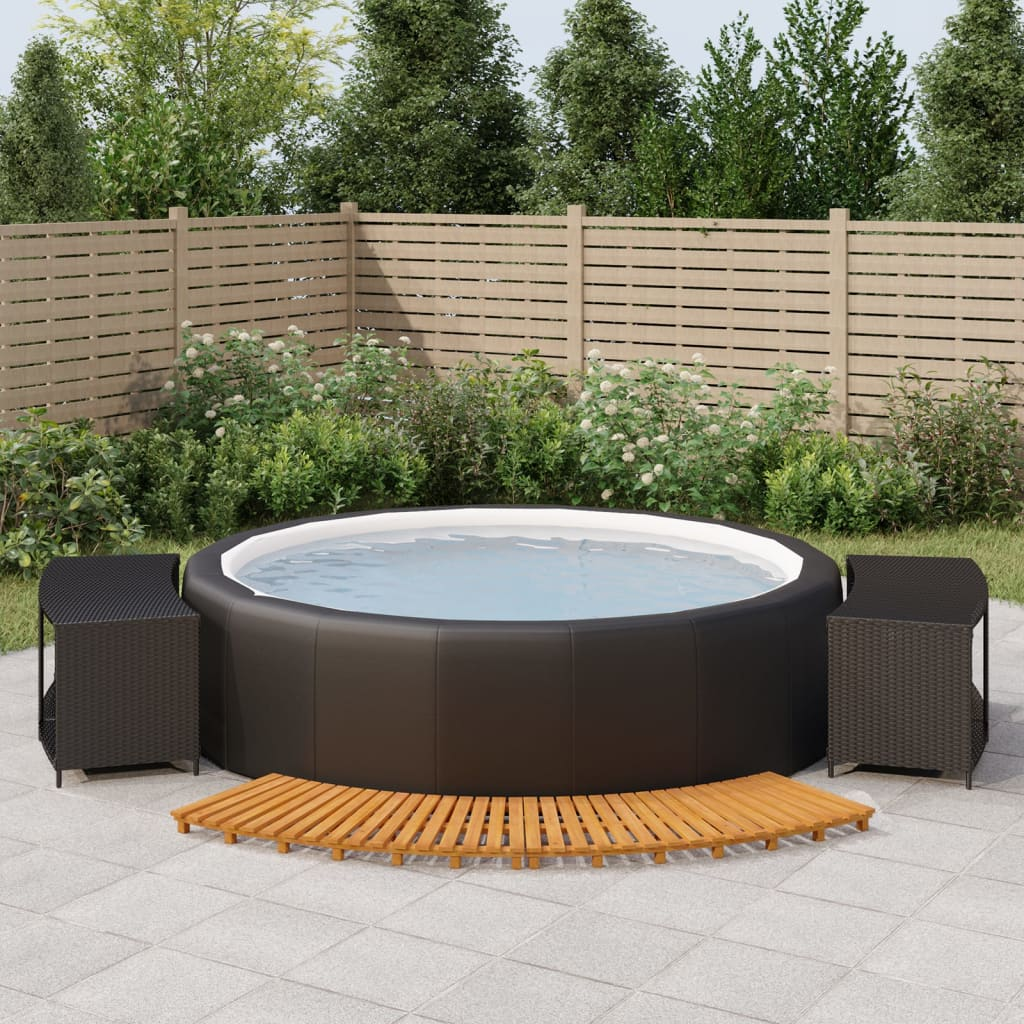 vidaXL Hot Tub Surround Black Poly Rattan and Solid Wood Acacia - Enhance Your Spa Experience