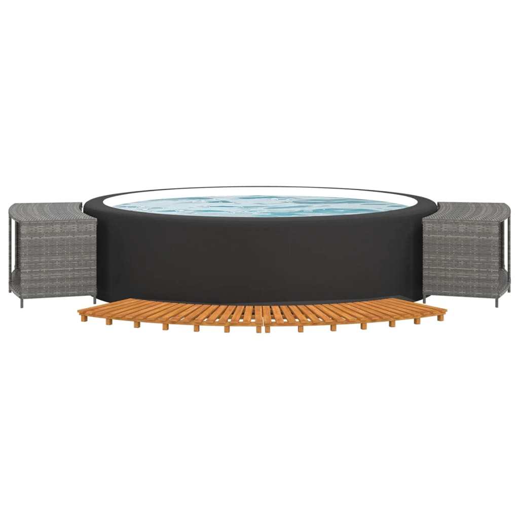 vidaXL Hot Tub Surround Grey Poly Rattan and Solid Wood Acacia - Affordable Luxury for Your Spa Experience