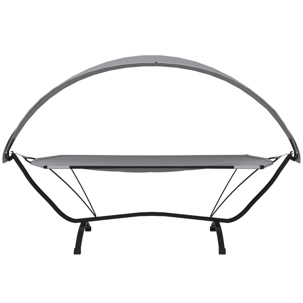 vidaXL Outdoor Lounge Bed with Canopy - Grey Steel and Oxford Fabric