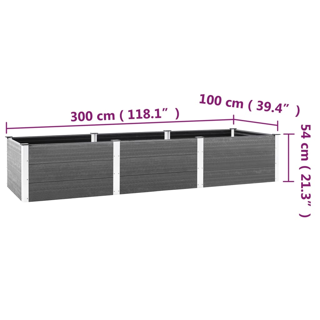 vidaXL Garden Raised Bed Grey 300x100x54 cm WPC