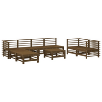 vidaXL 9 Piece Garden Lounge Set Honey Brown Solid Wood Pine - Outdoor Furniture for Cozy Gatherings