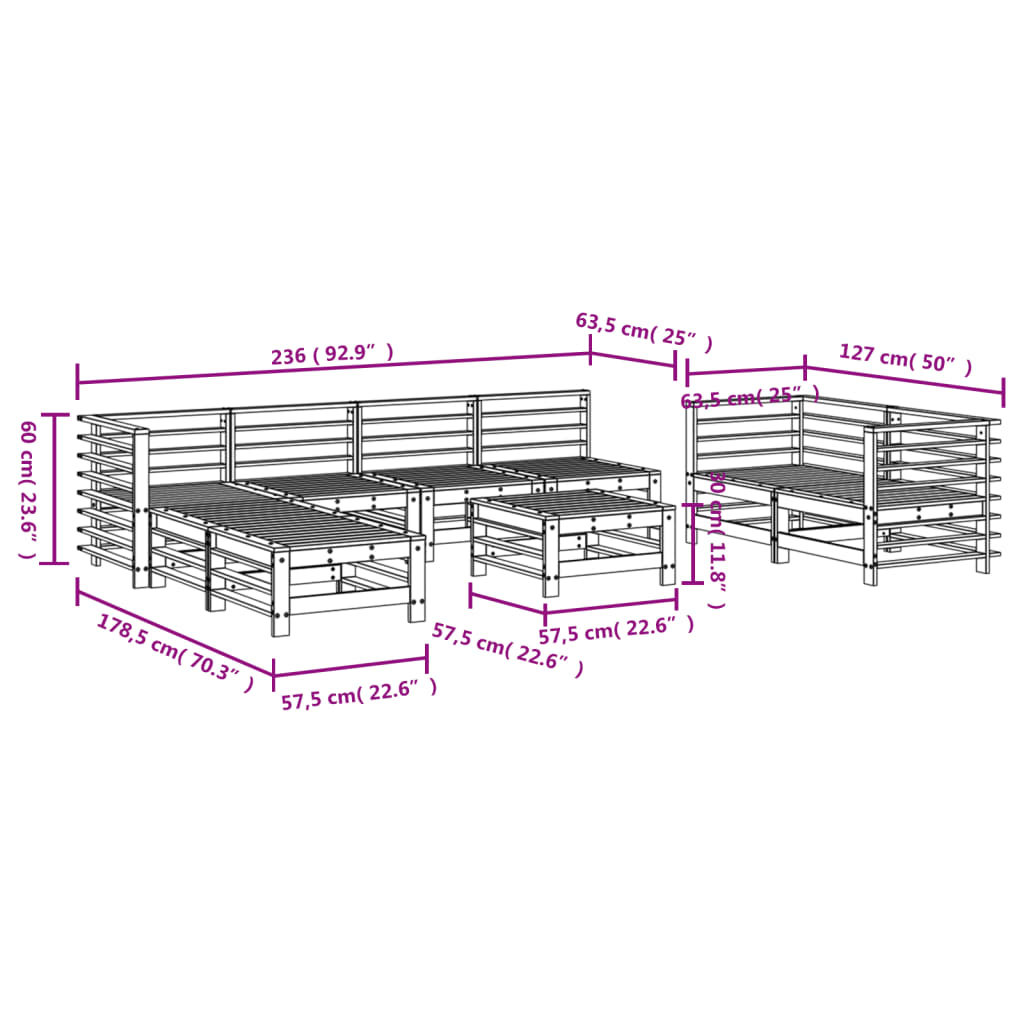 vidaXL 9 Piece Garden Lounge Set Honey Brown Solid Wood Pine - Outdoor Furniture for Cozy Gatherings