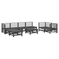 vidaXL 9 Piece Garden Lounge Set Grey Solid Wood Pine - Outdoor Furniture for Cosy Family Time