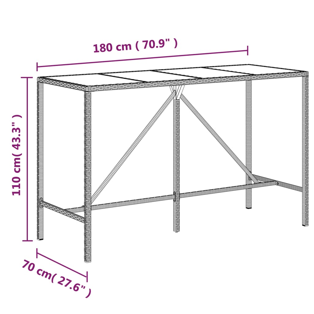 vidaXL 11 Piece Garden Bar Set | Grey Poly Rattan & Solid Wood Acacia