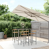 vidaXL 5 Piece Garden Bar Set Grey Poly Rattan & Solid Wood Acacia - Stylish and Functional Outdoor Furniture