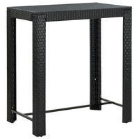 vidaXL 5 Piece Garden Bar Set Black Poly Rattan & Solid Wood Acacia - Weather-Resistant and Stylish