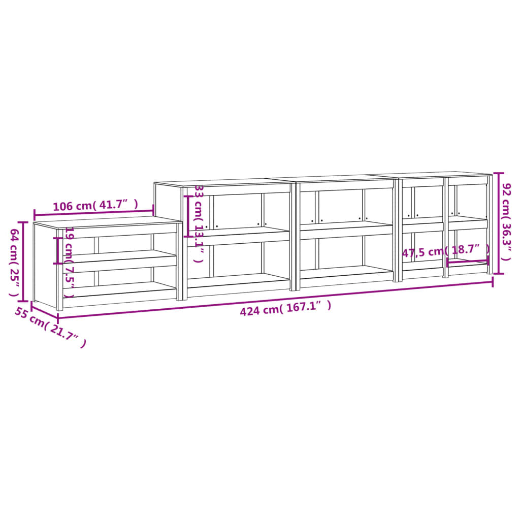 vidaXL Outdoor Kitchen Cabinets 4 pcs Black Solid Wood Pine - Create Your Dream Outdoor Kitchen