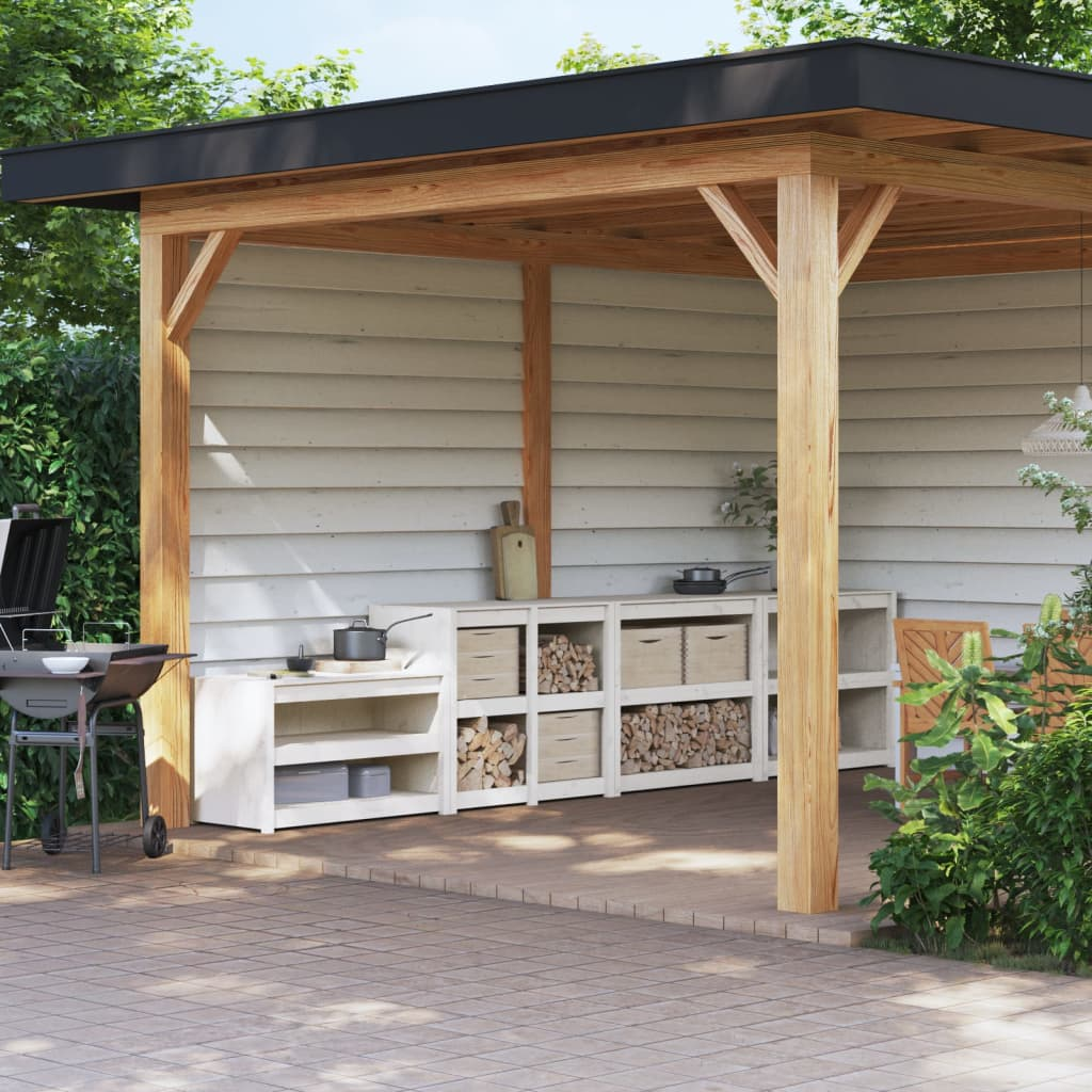 vidaXL Outdoor Kitchen Cabinets - White Solid Wood Pine | Convenient Storage Space