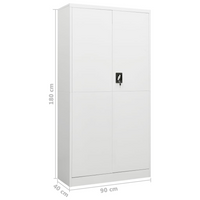 vidaXL Locker Cabinet White 90x40x180 cm Steel - Industrial Design, Ample Storage Space, Durable & Easy to Clean