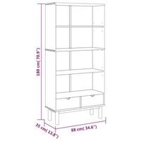 vidaXL Bookcase OTTA with 2 Drawers Brown Solid Wood Pine