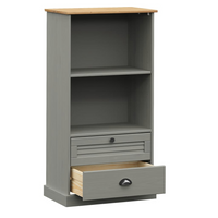 vidaXL Bookcase VIGO Grey 60x35x114.5 cm Solid Wood Pine - Rustic Charm and Ample Storage Space